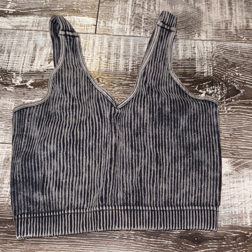 Striped Black and Gray Women's Top